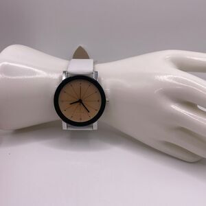 Time and Tru Unisex Casual Round Radial Quartz Faux Leather Wrist Watch
